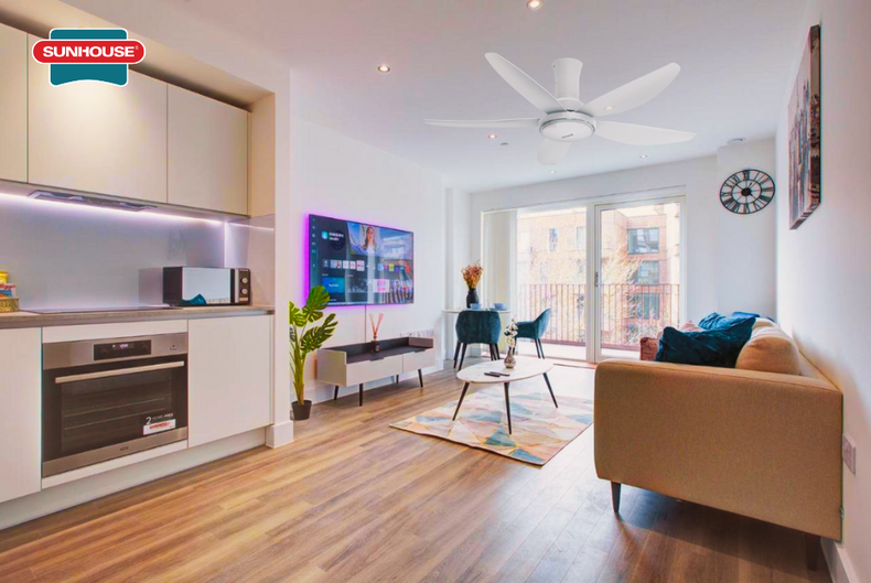 Quạt trần cổ ngắn là loại quạt có chiều dài cổ (ty quạt) rất ngắn (10 - 15cm)