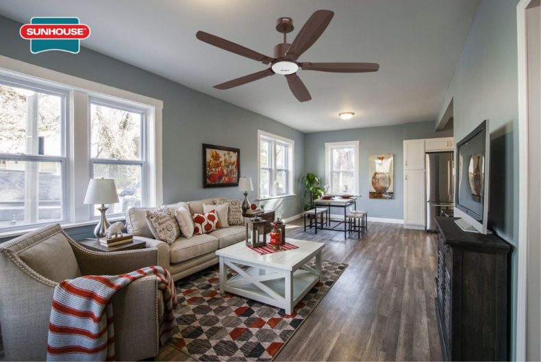 Chọn quạt trần nền phù hợp cho phòng khách