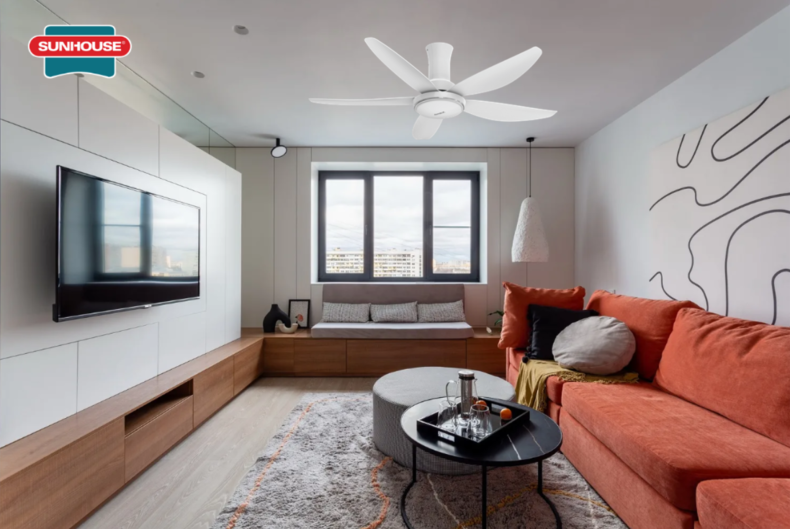 Quạt trần SUNHOUSE APEX APF7676W thích hợp cho các không gian cần gió đối lưu mạnh mẽ