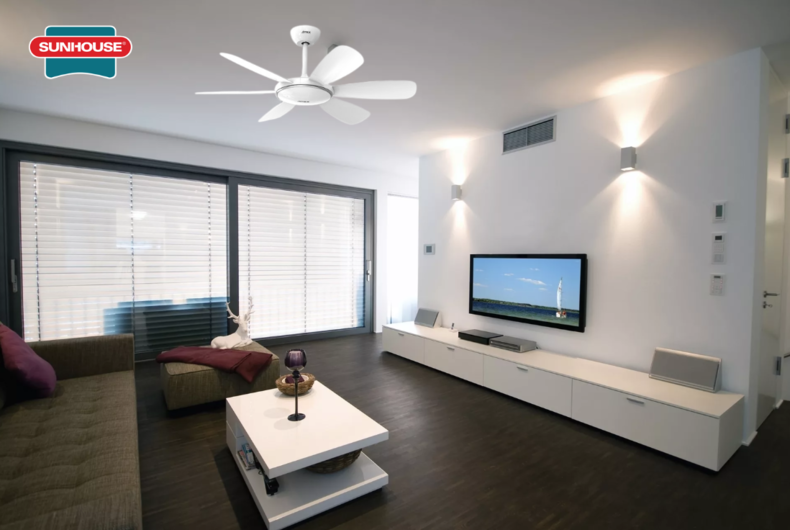 Quạt trần SUNHOUSE APEX APF7697W vừa cung cấp ánh sáng vừa làm đèn trang trí hiệu quả