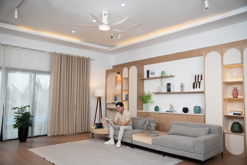 Kích thước quạt trần cần tỷ lệ thuận với diện tích phòng khách