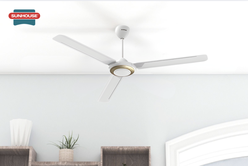 Quạt trần SUNHOUSE 3 cánh SHD7658 phù hợp cho không gian lớp học hoặc công trình dân dụng với chi phí thấp