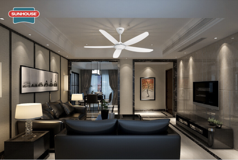 Quạt trần SUNHOUSE 5 cánh APF7666W là lựa chọn lý tưởng cho phòng khách