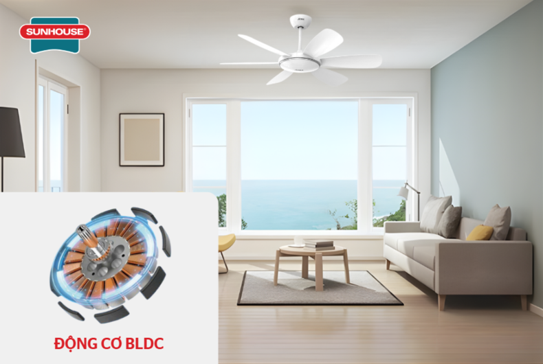Động cơ BLDC vận hành êm ái hơn động cơ AC truyền thống, thích hợp cho không gian nghỉ ngơi cần sự yên tĩnh