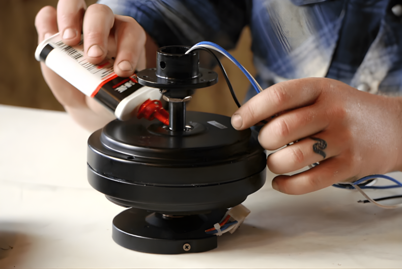 Trục quay hoặc bạc đạn khô dầu cũng có thể làm quạt trần quay chậm.