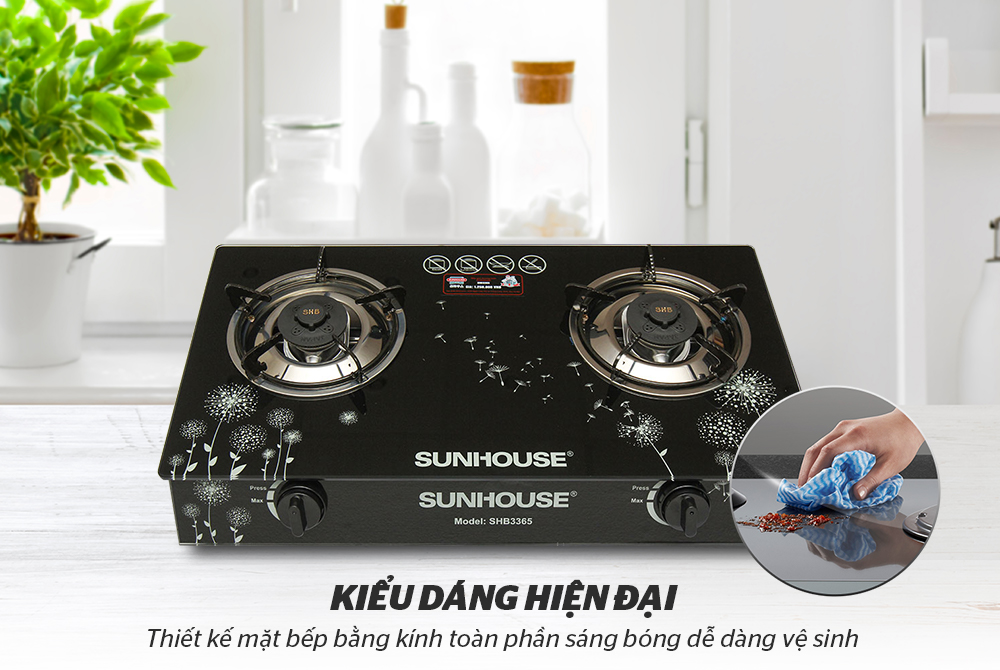 BẾP GAS DƯƠNG KÍNH SUNHOUSE SHB3365 1