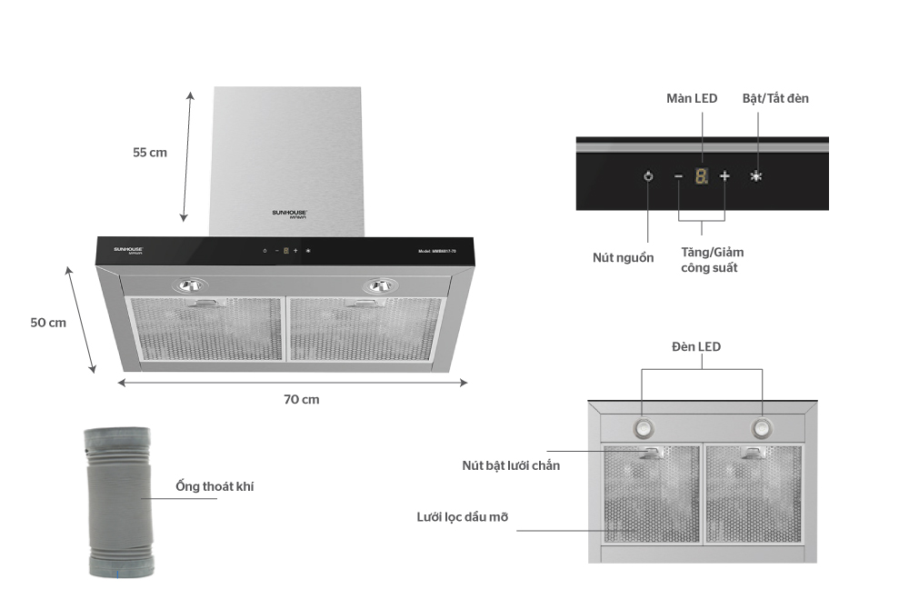 MÁY HÚT MÙI CAO CẤP CHỮ “T” SUNHOUSE MAMA MMB6817-70 1