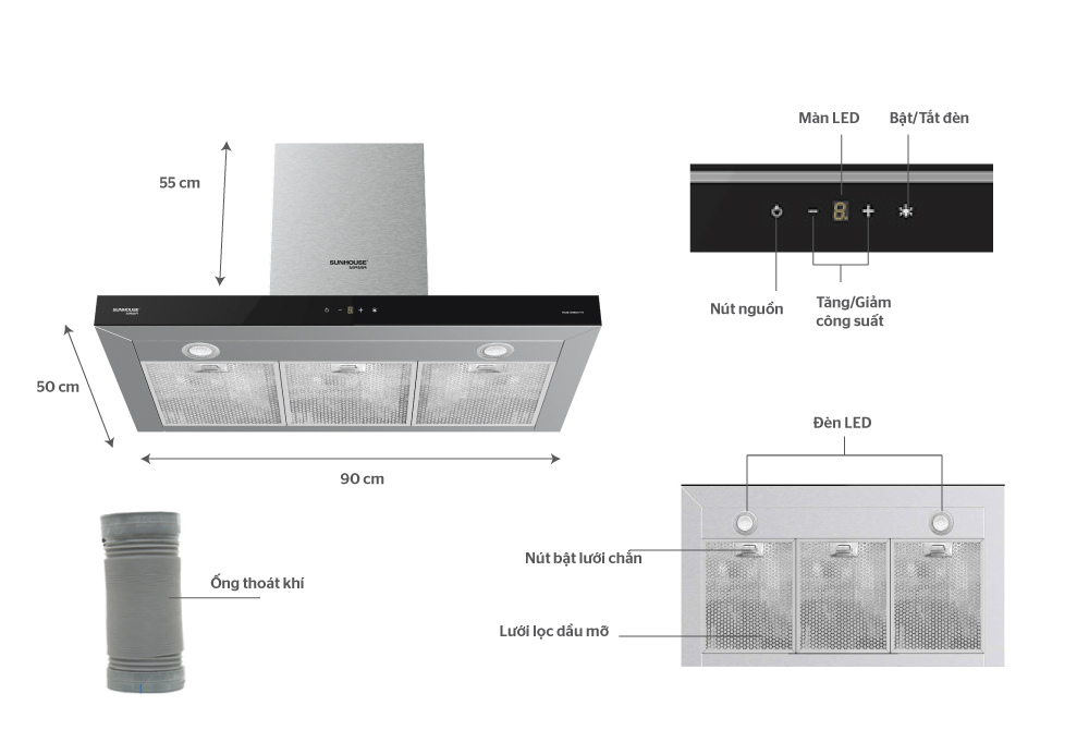 MÁY HÚT MÙI CAO CẤP CHỮ “T” SUNHOUSE MAMA MMB6817-90 1