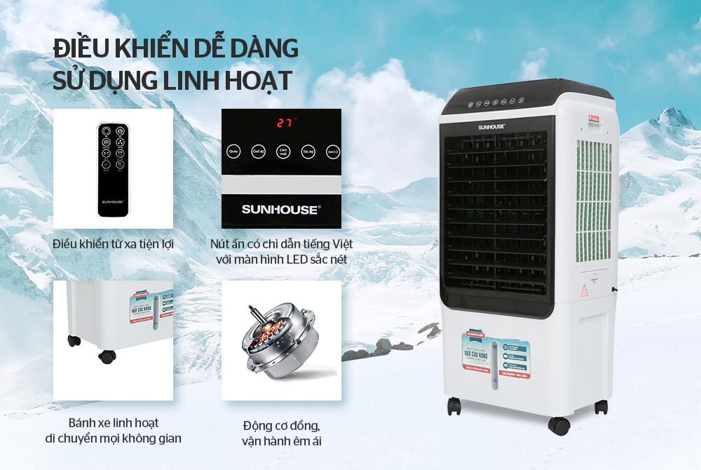 máy làm mát không khí sunhouse shd7727 dễ dàng điều khiển