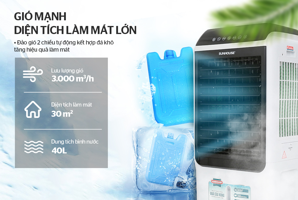 máy làm mát không khí sunhouse shd7727 cho gió làm mát diện lớn