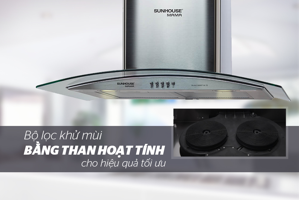 MÁY HÚT MÙI KÍNH CONG SUNHOUSE MAMA MM6719-70 6