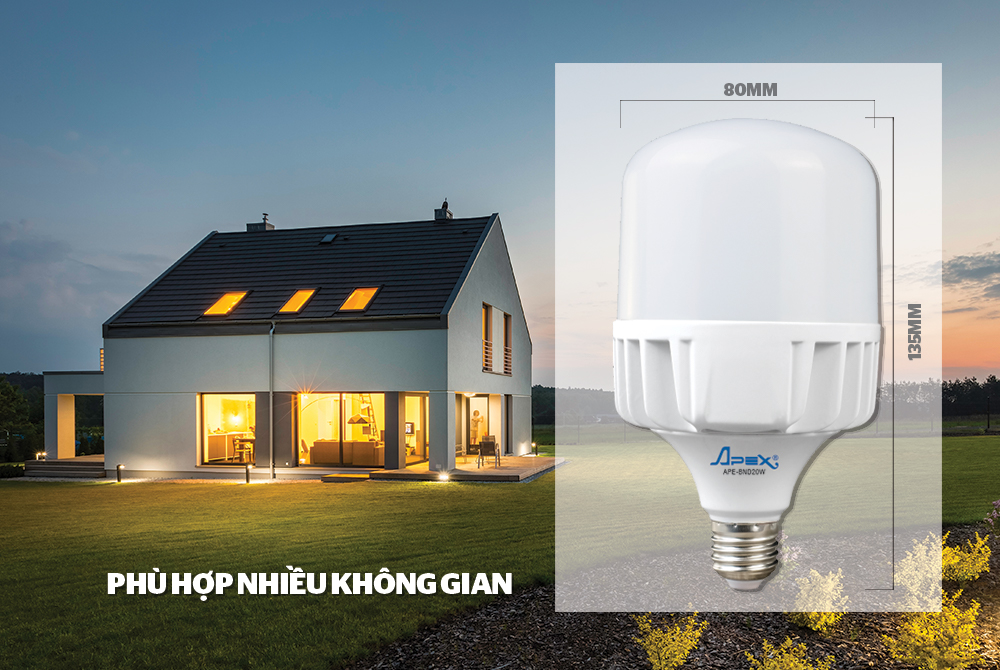 ĐÈN LED BULB NHÔM ĐÚC APEX APE-BND20W 2