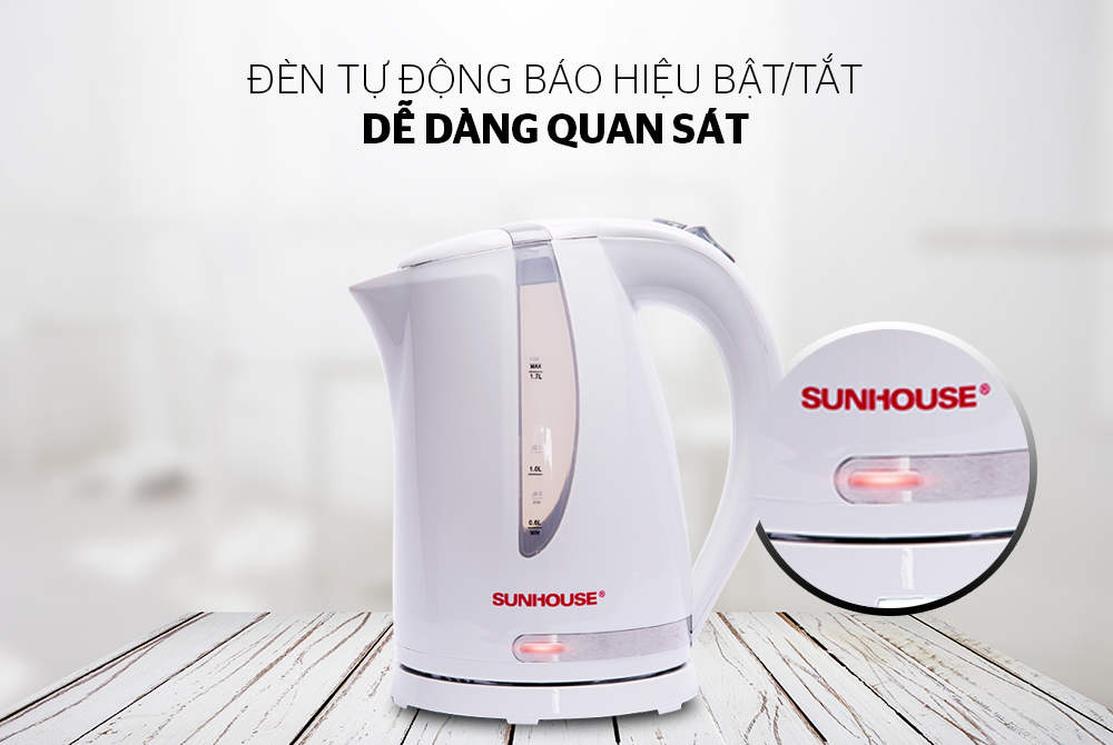 Ấm siêu tốc nhựa SUNHOUSE SHD1300 Trắng 05