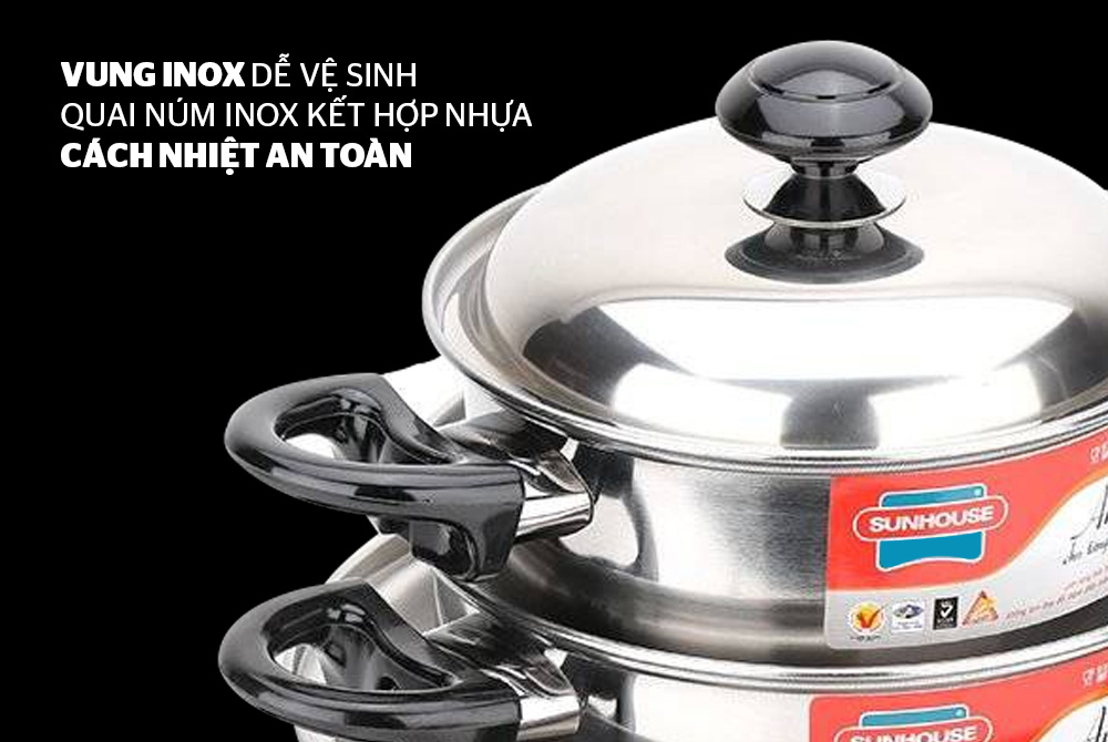 Bộ nồi inox 1 đáy SUNHOUSE SH113 02