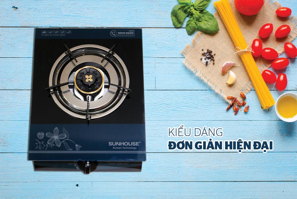 Bếp gas dương đơn kính họng thường SUNHOUSE SHB212KT 01