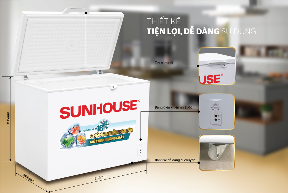 Tủ đông 1 ngăn 1 cánh SUNHOUSE SHR-F1433W1 5