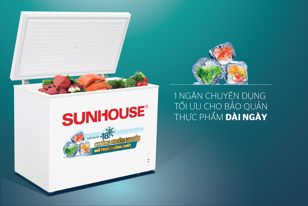 Tủ đông 1 ngăn 1 cánh SUNHOUSE SHR-F1283W1	 4