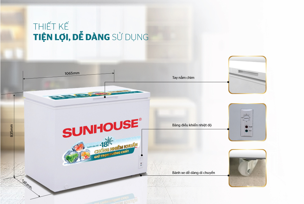 Tủ đông 1 ngăn 1 cánh SUNHOUSE SHR-F1283W1	 5