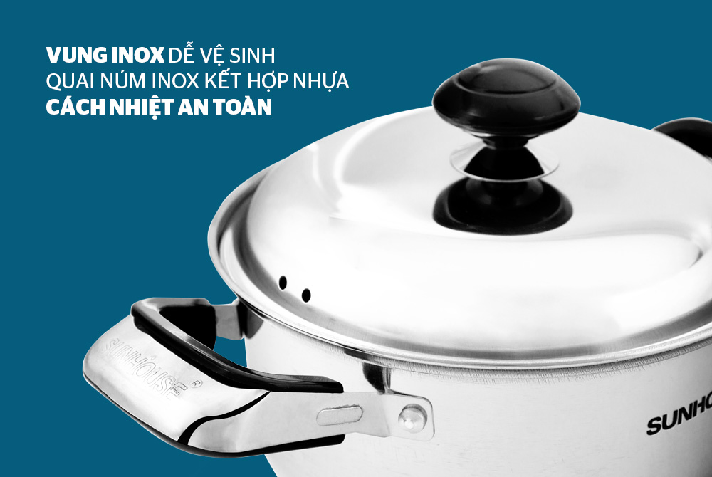 Bộ nồi inox 3 đáy SUNHOUSE SH333 2