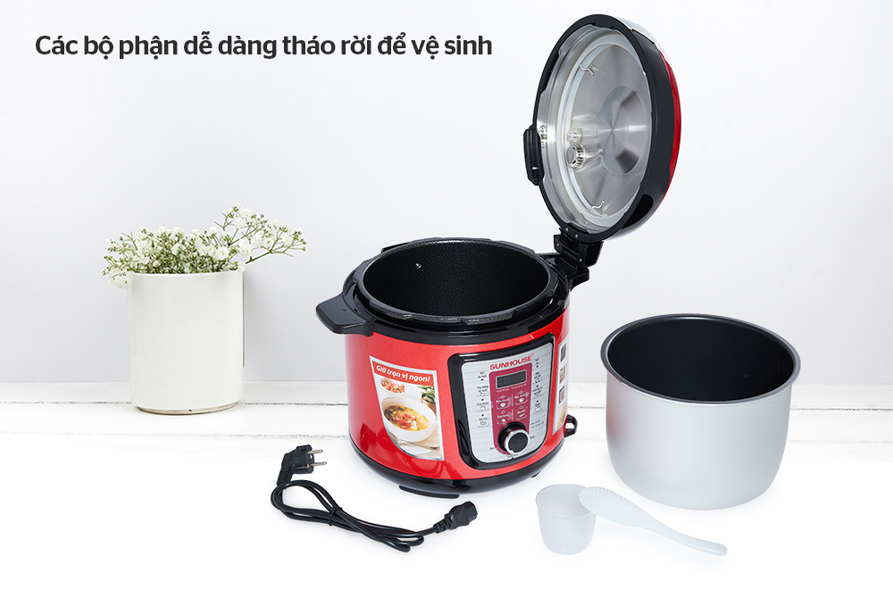 Nồi áp suất điện tử đa năng SUNHOUSE SHD1767 đỏ 6