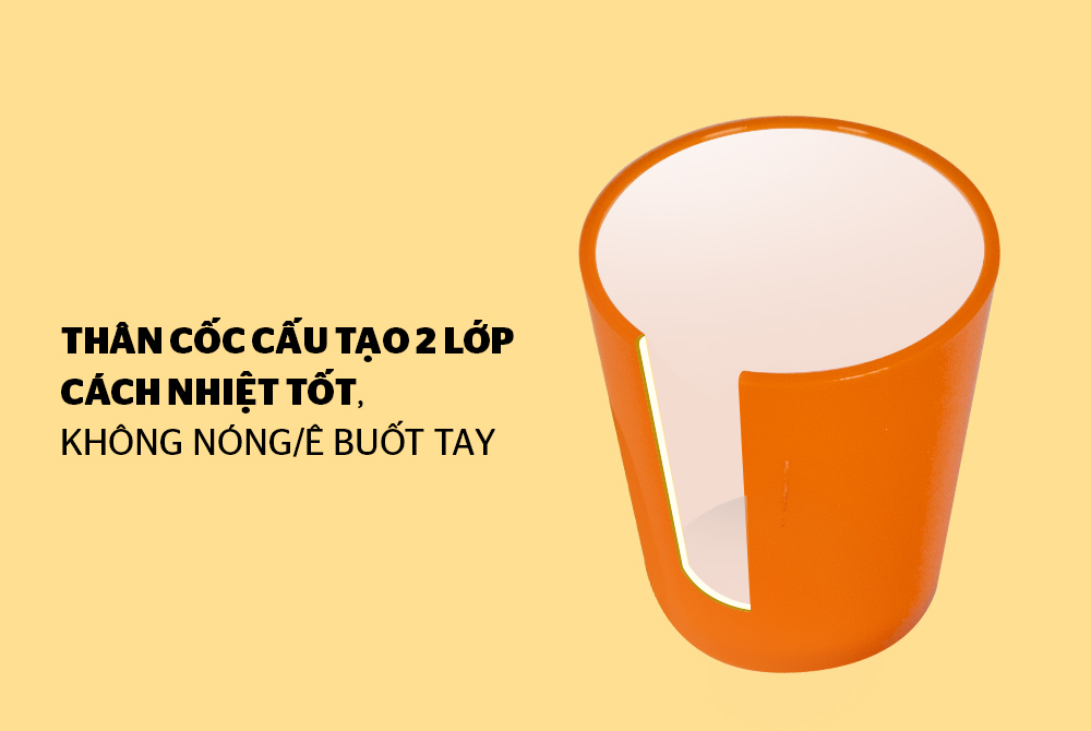 CỐC CÁCH NHIỆT 2 LỚP BIOZONE 310ML MÀU CAM 3