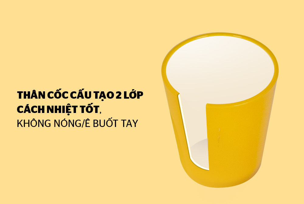 CỐC CÁCH NHIỆT 2 LỚP BIOZONE KB-CU310PY MÀU VÀNG 3