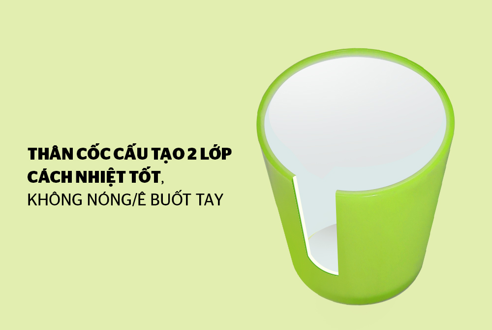 CỐC CÁCH NHIỆT 2 LỚP BIOZONE KB-CU310PGN MÀU XANH CỐM 3