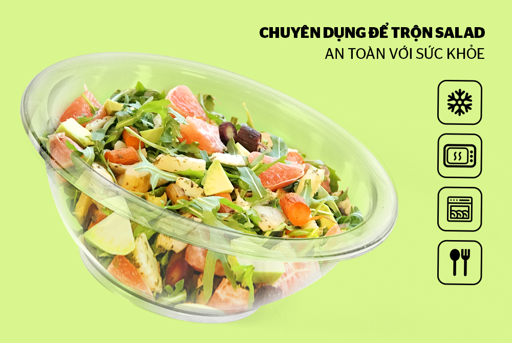 CÔNG NĂNG: CHUYÊN DỤNG ĐỂ TRỘN SALAD •	Trộn salad dễ dàng hơn Bát trộn salad BioZone 3200ml với thiết kế hiện đại giúp cho việc trộn các món salad của bạn trở nên dễ dàng, thuận tiện hơn. Bát phù hợp để chế biến salad cho 2-4 người ăn. •	Độ bền cao, an toàn với sức khỏe Với chất liệu nhựa SAN nguyên sinh, thân bát dày, chịu lực tốt, bát có độ bền cao, an toàn với sức khỏe. Vì vậy, bạn hoàn toàn yên tâm khi sử dụng lâu dài.   •	Nhiều dung tích tiện lợi Dòng bát trộn salad BioZone có nhiều dung tích khác nhau từ 900-5000ml đáp ứng nhu cầu trộn salad đa dạng tại gia đình. Đặc biệt, bát có thiết kế đồng nhất, dễ dàng xếp lồng vào nhau để tiết kiệm diện tích. HƯỚNG DẪN SỬ DỤNG VÀ BẢO QUẢN: Dùng để trộn thực phẩm, không dùng để nấu ăn Không dùng vật sắc nhọn chà xát lên sản phẩm Rửa sạch và bảo quản ở nơi khô ráo sau khi sử dụng 4