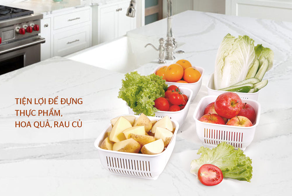 BỘ 5 RỔ ĐỰNG THỰC PHẨM BIOZONE 16CM KB-BA5B01W 5