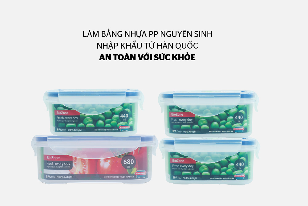 BỘ 4 HỘP BẢO QUẢN THỰC PHẨM NGĂN MÁT BIOZONE MINI SET KB-CO4P01 2