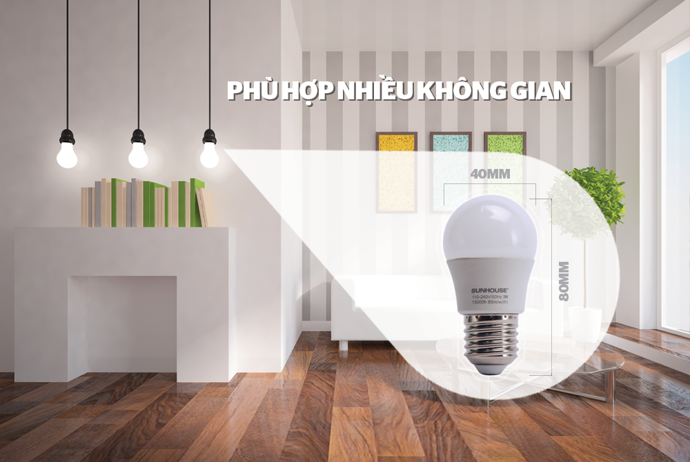 Bộ đèn LED thân nhôm SHE-LEDA45AL-A3W (trắng) 3