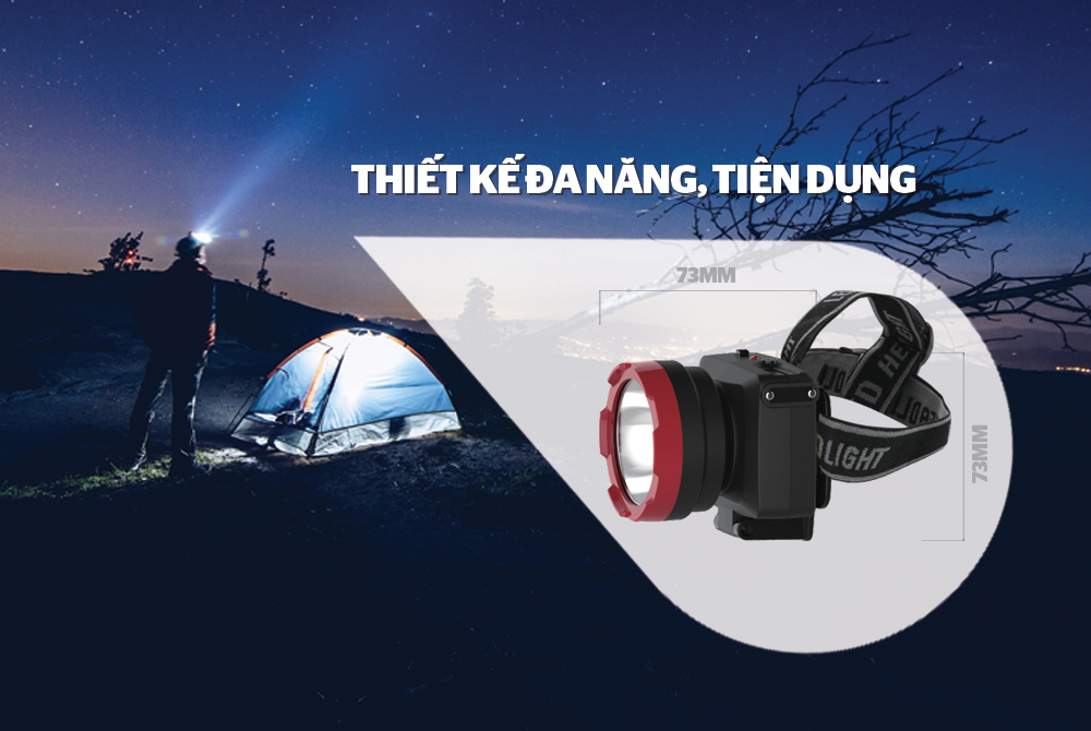 ĐÈN PIN ĐỘI ĐẦU SUNHOUSE SHE-5032 CỠ TRUNG, ĐEN ĐỎ, SÁNG TRẮNG 1