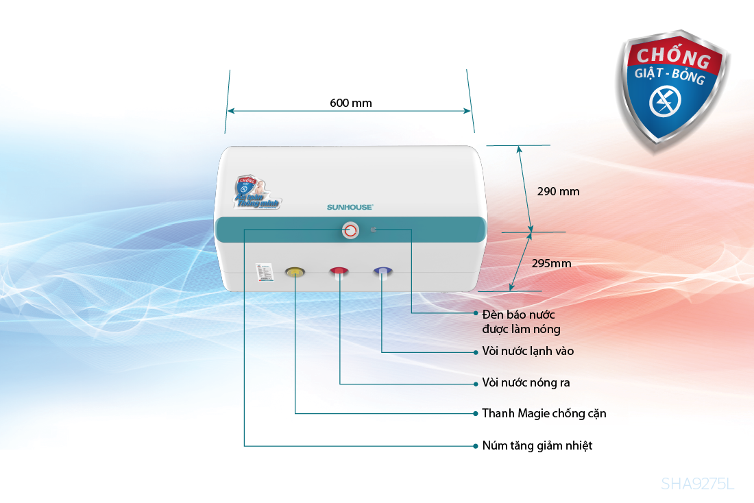 BÌNH NƯỚC NÓNG 20L SUNHOUSE SHA9275L 4