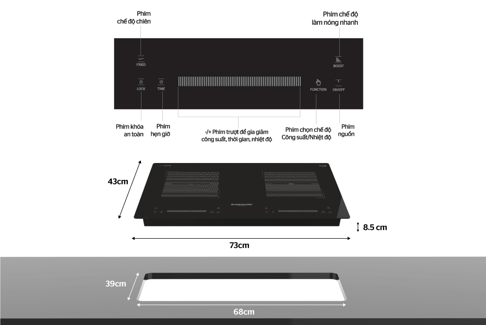 BẾP ĐÔI ĐIỆN TỪ SUNHOUSE SHB500DI 1