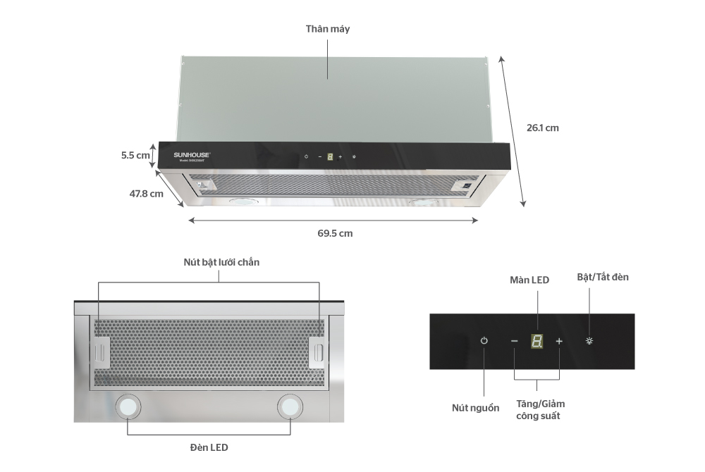 MÁY HÚT MÙI ÂM TỦ SUNHOUSE SHB6288MT 1