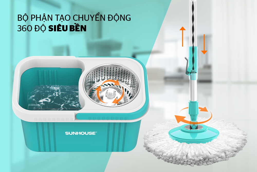 BỘ LAU NHÀ XOAY 360 ĐỘ SUNHOUSE KS-CL350PB 6