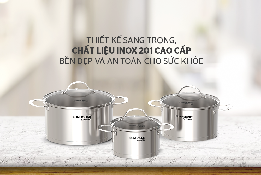 BỘ NỒI INOX 5 ĐÁY SUNHOUSE MAMA SHG502 2