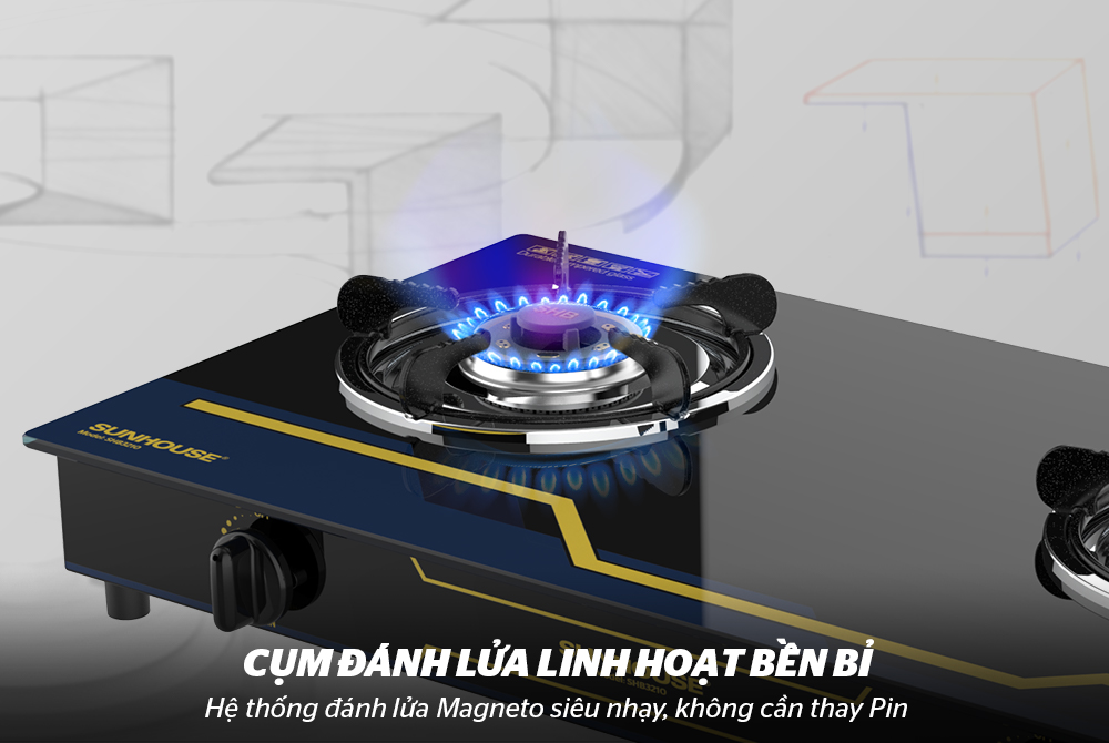 BẾP GAS DƯƠNG KÍNH SUNHOUSE SHB3210 5