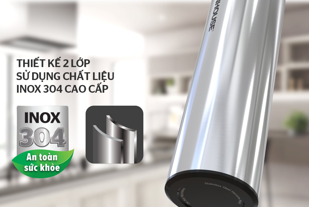 BÌNH GIỮ NHIỆT INOX 304 SUNHOUSE 450ML KS-TU450I 2