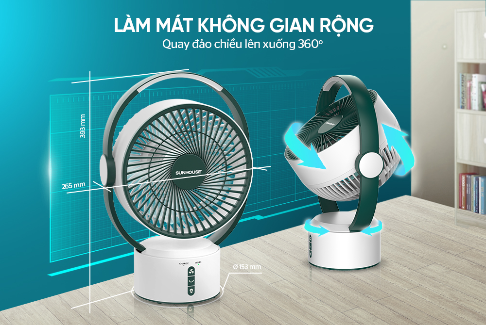 Xoay 360 độ làm mát linh hoạt