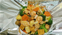 đậu hũ nướng giấy bạc bằng nồi chiên không dầu