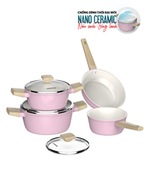 Bộ nồi phủ sứ Nano đáy từ Sunhouse Healthy SHG7979MP2