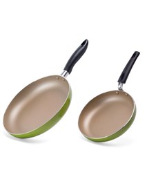 Cặp chảo nhôm trơn cạn SUNHOUSE phi 18+24 (xanh – sampah)