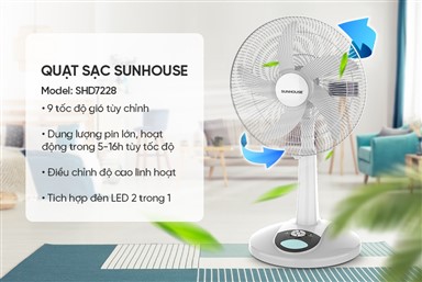 HƯỚNG DẪN SỬ DỤNG QUẠT SẠC SUNHOUSE SHD7228 